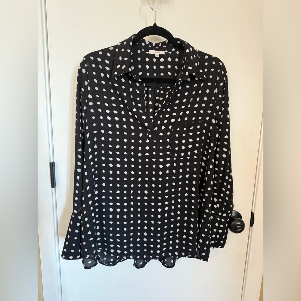 Pleione Black and White Patterned Blouse-#1470